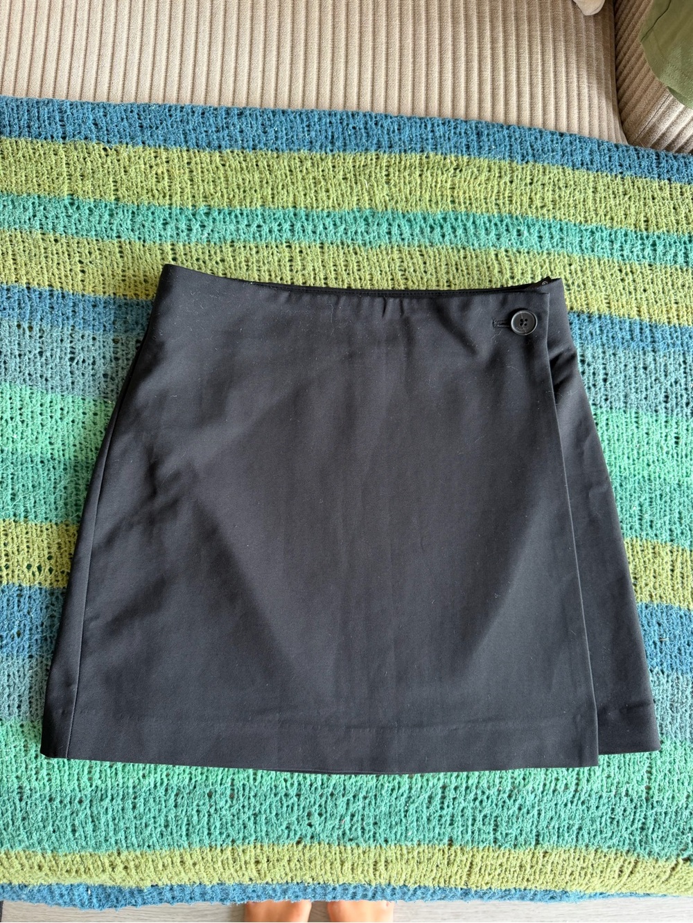 Babaton Black Wrap-Style Mini Skirt